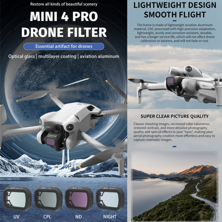 For DJI Mini 4 Pro JSR KB Series Drone Camera Lens Filter, MRC UV, CPL, ND8, ND16, ND32, ND64, ND256, ND1000, ND8PL, ND16PL, ND32PL, ND64PL, NIGHT, STAR, 3 in 1 CPL ND8 ND16, 3 in 1 ND16 ND64 ND256, 4 in 1 NDPL, 4 in 1 CPL ND16/32/64�������������������...