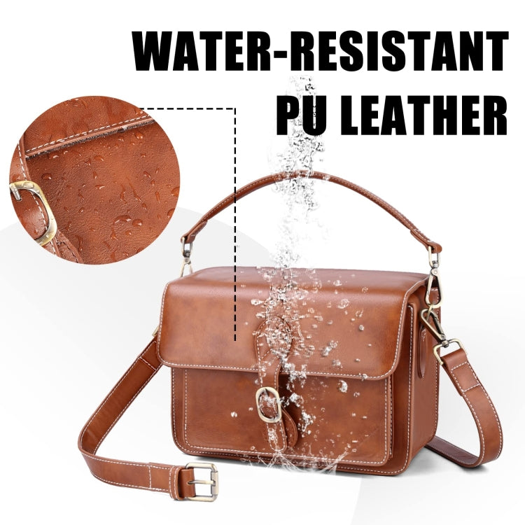 Cwatcun D80 Retro Leather Camera Shoulder Bag, 22 x 16 x 12cm Faux Leather Small, 25.5 x 18.5 x 12.5cm Faux Leather Medium, 25.5 x 18.5 x 12.5cm Cow Leather Medium