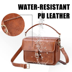 Cwatcun D80 Retro Leather Camera Shoulder Bag, 22 x 16 x 12cm Faux Leather Small, 25.5 x 18.5 x 12.5cm Faux Leather Medium, 25.5 x 18.5 x 12.5cm Cow Leather Medium