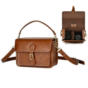 Cwatcun D80 Retro Leather Camera Shoulder Bag, 22 x 16 x 12cm Faux Leather Small, 25.5 x 18.5 x 12.5cm Faux Leather Medium, 25.5 x 18.5 x 12.5cm Cow Leather Medium