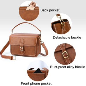 Cwatcun D80 Retro Leather Camera Shoulder Bag, 22 x 16 x 12cm Faux Leather Small, 25.5 x 18.5 x 12.5cm Faux Leather Medium, 25.5 x 18.5 x 12.5cm Cow Leather Medium