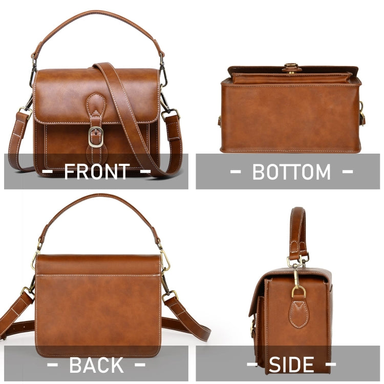 Cwatcun D80 Retro Leather Camera Shoulder Bag, 22 x 16 x 12cm Faux Leather Small, 25.5 x 18.5 x 12.5cm Faux Leather Medium, 25.5 x 18.5 x 12.5cm Cow Leather Medium