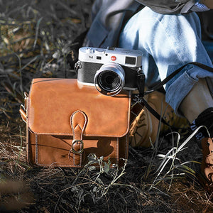Cwatcun D80 Retro Leather Camera Shoulder Bag, 22 x 16 x 12cm Faux Leather Small, 25.5 x 18.5 x 12.5cm Faux Leather Medium, 25.5 x 18.5 x 12.5cm Cow Leather Medium