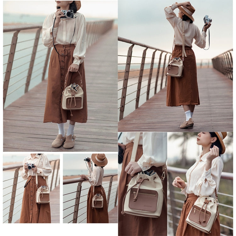 Cwatcun D82 Bundle Drawstring Lens Bag PU Crossbody Camera Bag