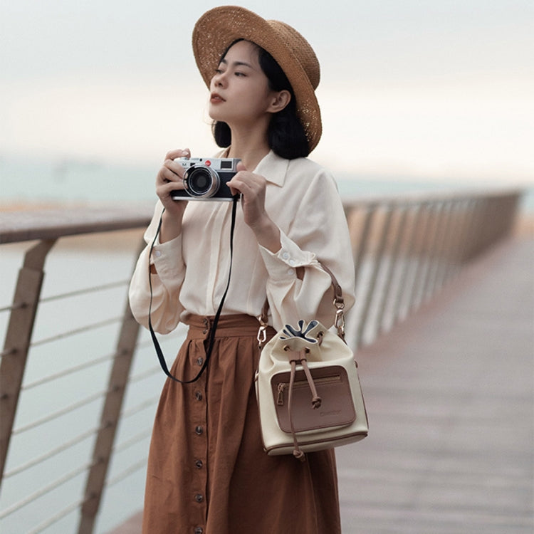 Cwatcun D82 Bundle Drawstring Lens Bag PU Crossbody Camera Bag