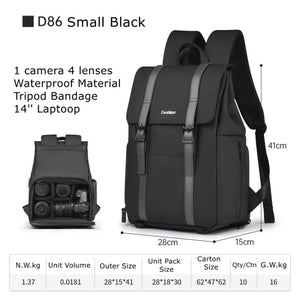 Cwatcun D86 Camera Backpack DSLR Mirrorless Camera Waterproof Bag, 28 x 15 x41cm Small