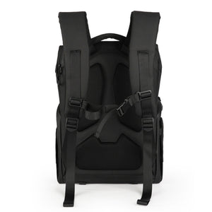 Cwatcun D89 Camera Backpack Waterproof Leather Film 15.6 Laptop Sleeve Bag, 43.5 x 33 x 22.5cm