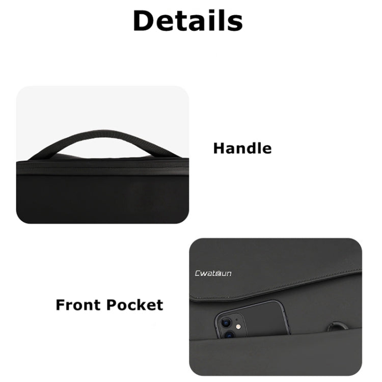Cwatcun D89 Camera Backpack Waterproof Leather Film 15.6 Laptop Sleeve Bag, 43.5 x 33 x 22.5cm