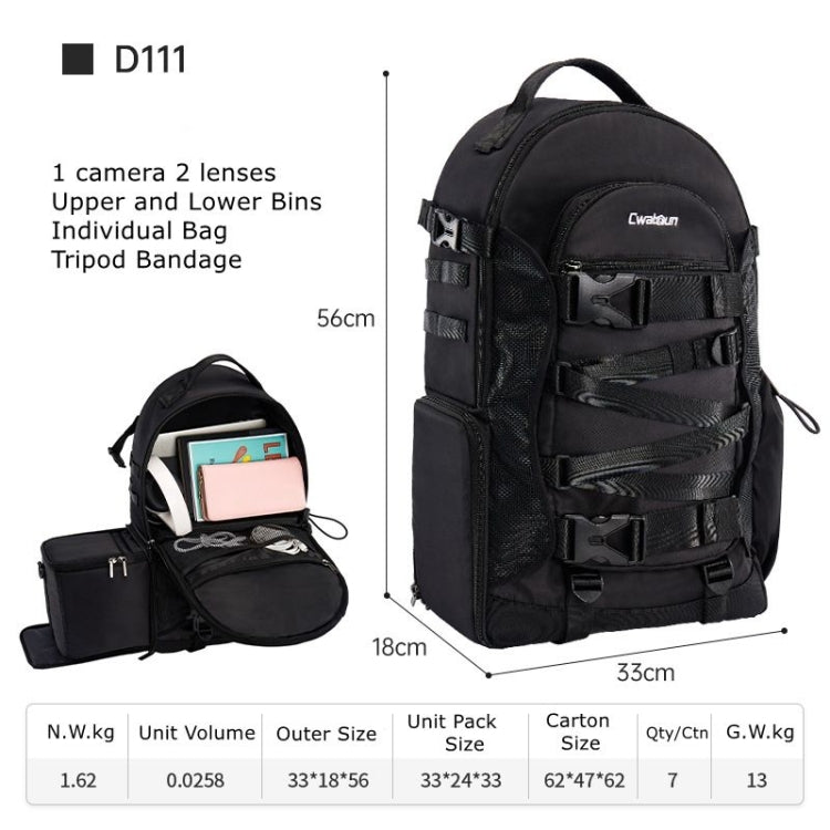 Cwatcun D111 Large Capacity Outdoor Professional Photography Backpack Shoulders Laptop Camera Bag