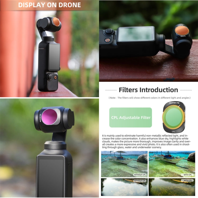For DJI OSMO Pocket 3 Sunnylife Camera Lens Magnetic Metal Filter, MCUV, ND8, ND16, ND32, ND64, ND256, ND8PL, ND16PL, ND32PL, ND64PL, CPL, 3 in 1 CPL ND8/16, 3 in 1 ND16/64/256, 4 in 1 ND8/16/32/64, 4 in 1 ND8/16/32/64PL, 4 in 1 MCUV CPL ND32/64�������...