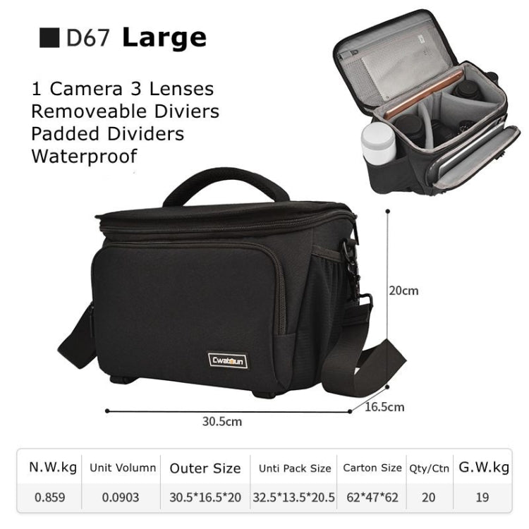 Cwatcun D67 Crossbody Camera Bag Photography Lens Shoulder Bag