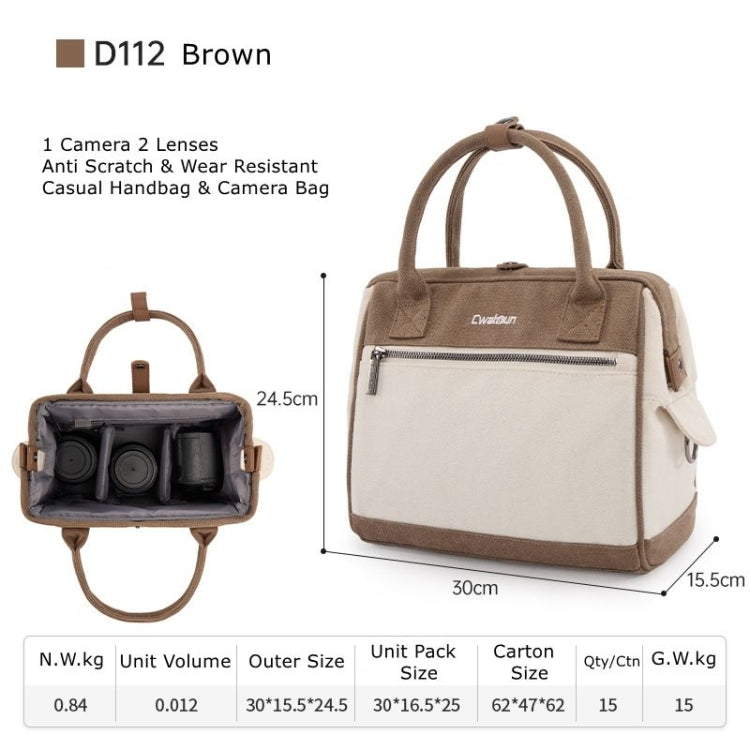 Cwatcun D112 Contrast Canvas Camera Bag One-shoulder Cross-body Tote Bag