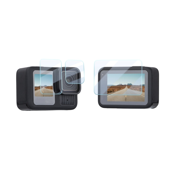 For GoPro HERO13 Black Sunnylife 3 in 1 Lens Protector Front and Rear Screen Tempered Glass Films, 1 + 1 + 1 Sets, 2 + 2 + 2 Sets