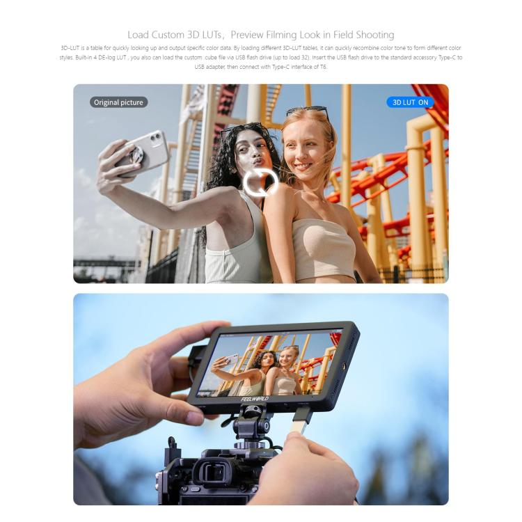 FEELWORLD T6 6 inch Camera Field Video Monitor Aluminium Housing 4K HDMI-compatible 1920x1080 IPS