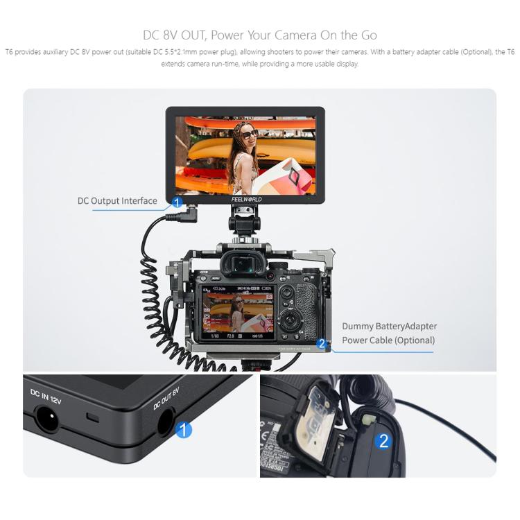 FEELWORLD T6 6 inch Camera Field Video Monitor Aluminium Housing 4K HDMI-compatible 1920x1080 IPS