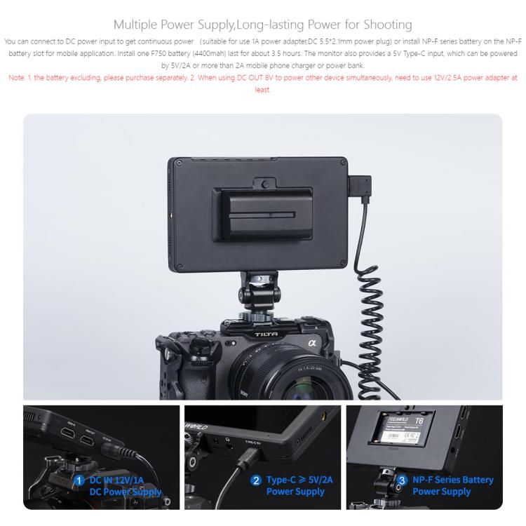 FEELWORLD T6 6 inch Camera Field Video Monitor Aluminium Housing 4K HDMI-compatible 1920x1080 IPS