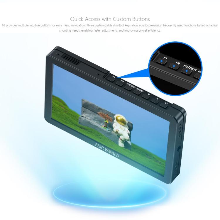 FEELWORLD T6 6 inch Camera Field Video Monitor Aluminium Housing 4K HDMI-compatible 1920x1080 IPS