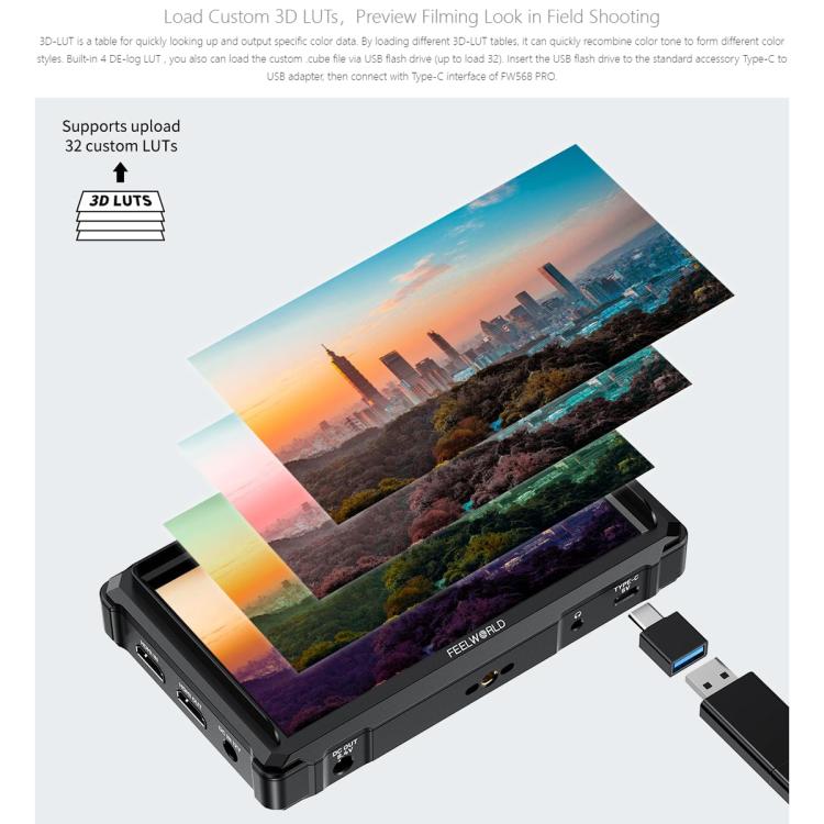 FEELWORLD FW568 Pro 6-inch 1200nit High Bright Camera DSLR Monitor 4K HDMI 60Hz IPS Screen