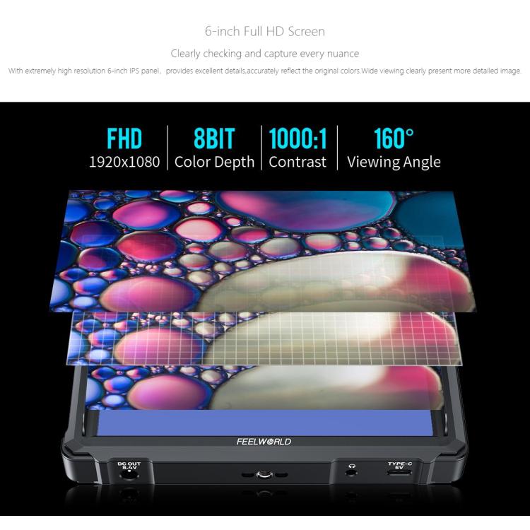 FEELWORLD FW568 Pro 6-inch 1200nit High Bright Camera DSLR Monitor 4K HDMI 60Hz IPS Screen
