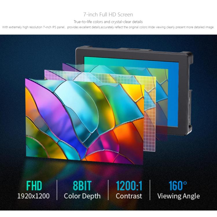 FEELWORLD T7 Pro 7-inch 2000nit Camera Field Video Monitor Aluminium Housing 4K 1920 x 1200 HDMI-compatible IPS Screen