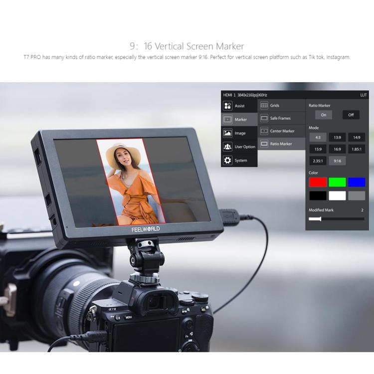 FEELWORLD T7 Pro 7-inch 2000nit Camera Field Video Monitor Aluminium Housing 4K 1920 x 1200 HDMI-compatible IPS Screen