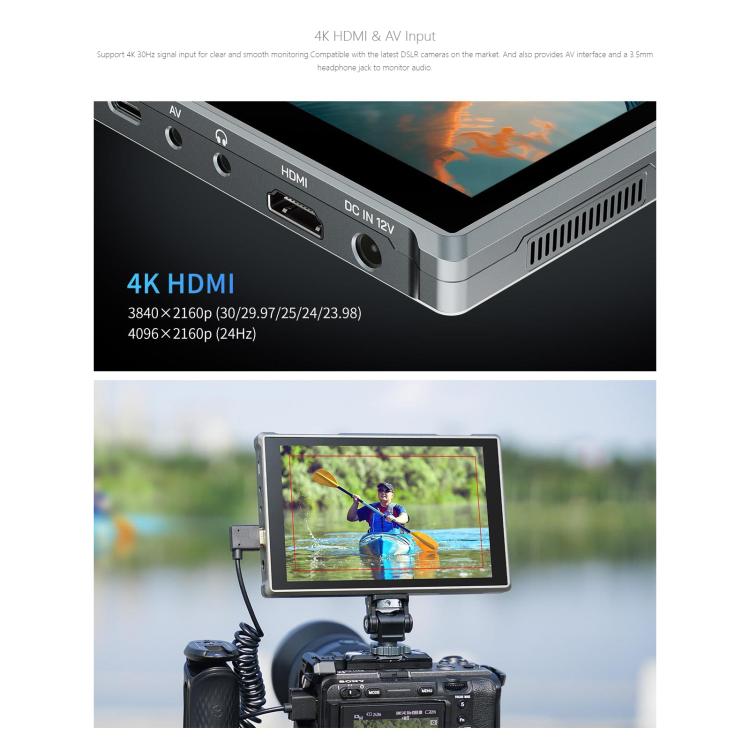 FEELWORLD FW759 Pro 7-inch Touch Screen Camera Field Video Monitor 4K HDMI-compatible 1280 x 800 IPS Screen