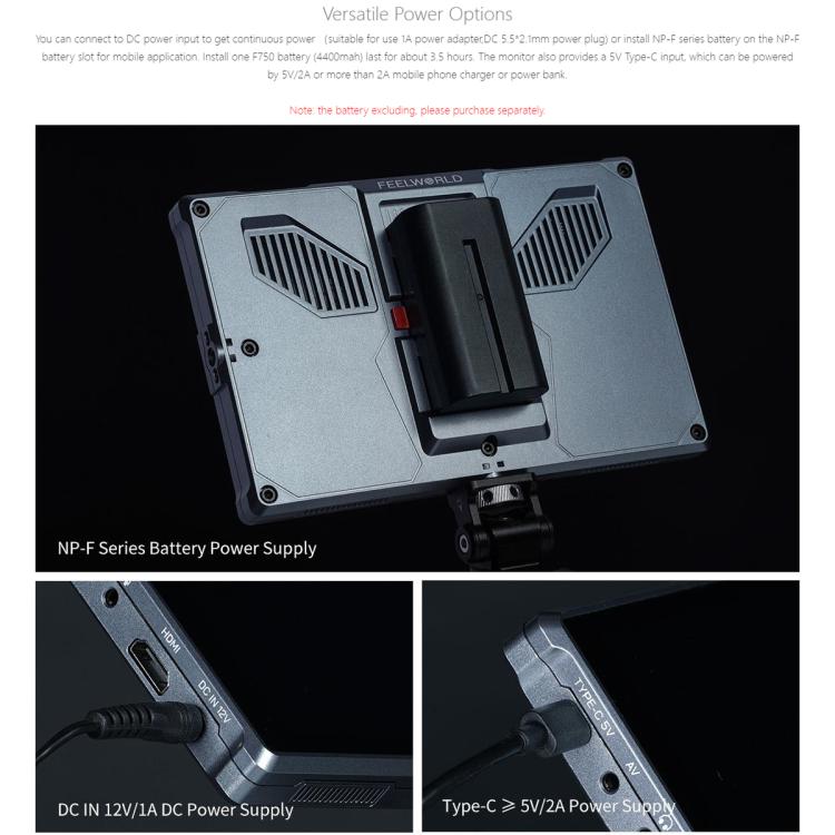 FEELWORLD FW759 Pro 7-inch Touch Screen Camera Field Video Monitor 4K HDMI-compatible 1280 x 800 IPS Screen