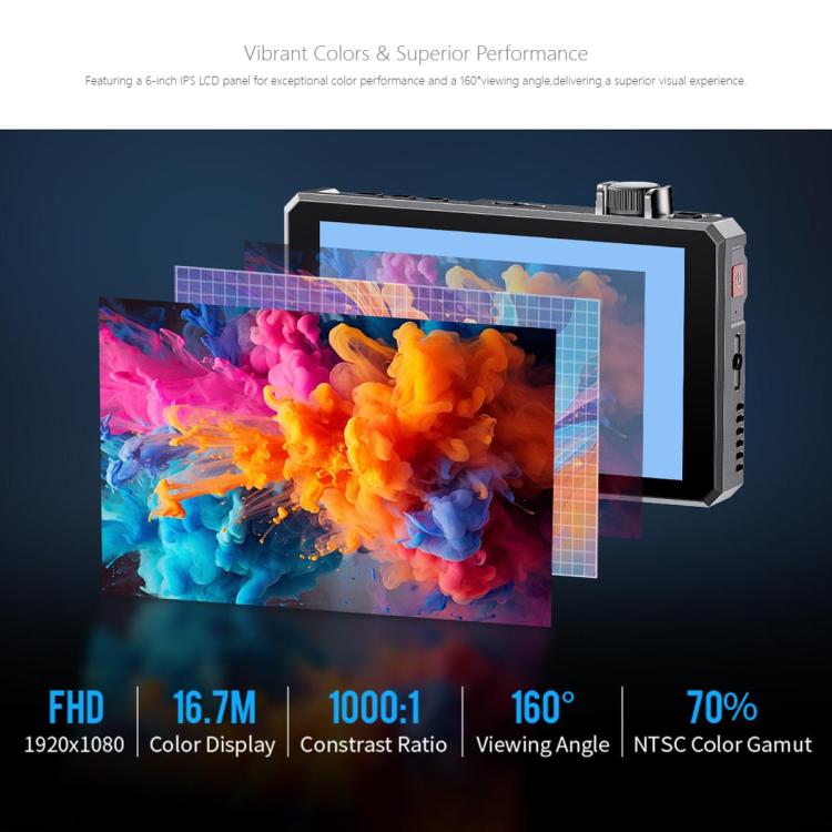 FEELWORLD SC6 6-inch 1500nit High Brightness Aluminium Filed Camera Video Monitor 3G SDI 4K HDMI-compatible 60Hz 1920 x 1080 IPS Screen