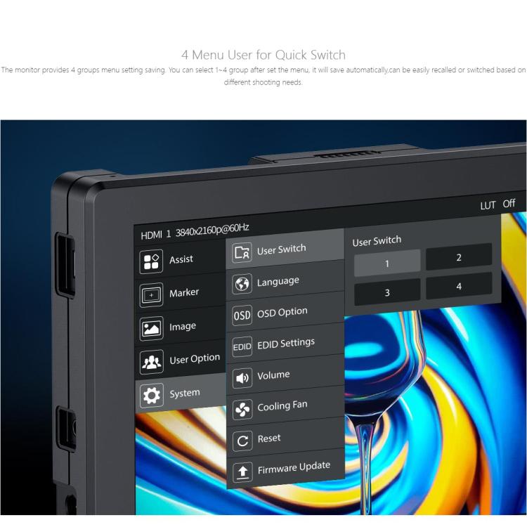 FEELWORLD T7S Pro 7-inch 2000nit High Brightness Filed Camera Video Monitor 3G SDI 4K 60Hz HDMI-compatible 1920 x 1200 IPS Screen