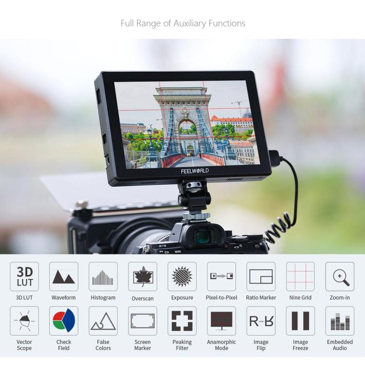 FEELWORLD T7S Pro 7-inch 2000nit High Brightness Filed Camera Video Monitor 3G SDI 4K 60Hz HDMI-compatible 1920 x 1200 IPS Screen