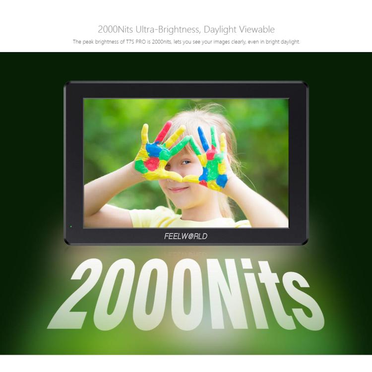 FEELWORLD T7S Pro 7-inch 2000nit High Brightness Filed Camera Video Monitor 3G SDI 4K 60Hz HDMI-compatible 1920 x 1200 IPS Screen