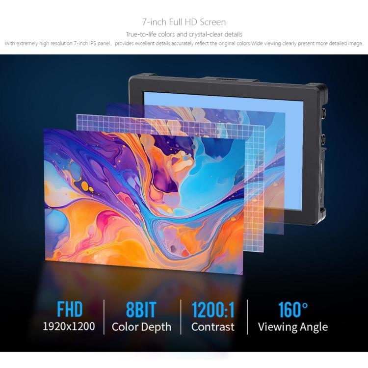 FEELWORLD T7S Pro 7-inch 2000nit High Brightness Filed Camera Video Monitor 3G SDI 4K 60Hz HDMI-compatible 1920 x 1200 IPS Screen
