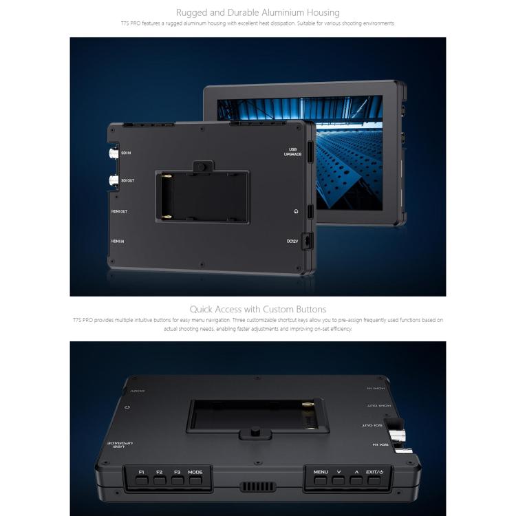 FEELWORLD T7S Pro 7-inch 2000nit High Brightness Filed Camera Video Monitor 3G SDI 4K 60Hz HDMI-compatible 1920 x 1200 IPS Screen