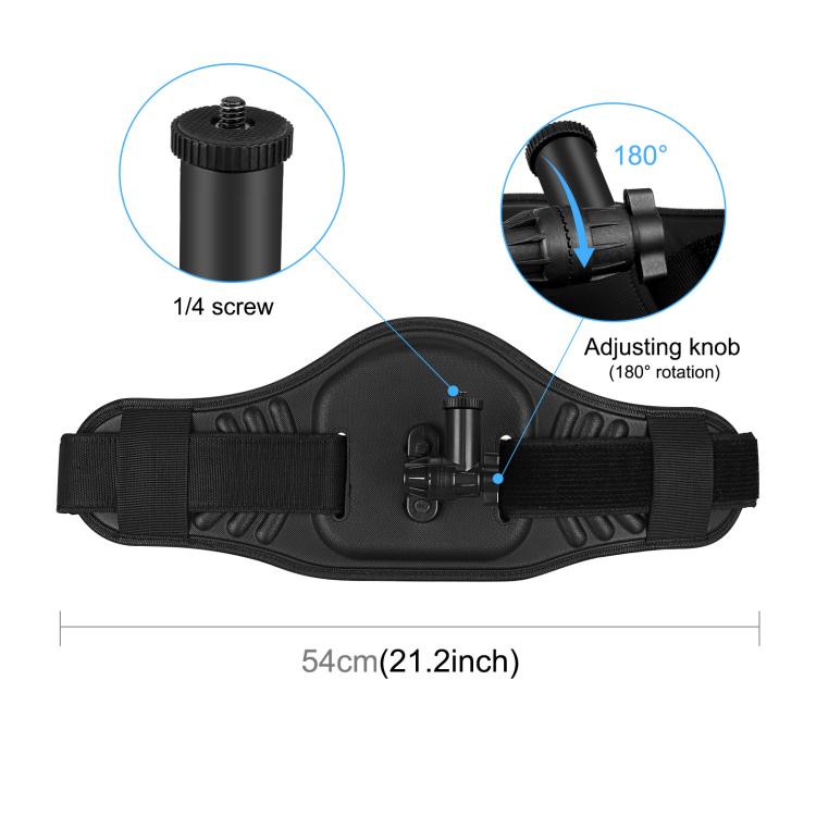 PULUZ Waist Belt Mount Strap for GoPro, Insta360, DJI and Other Action Cameras, Waist Belt