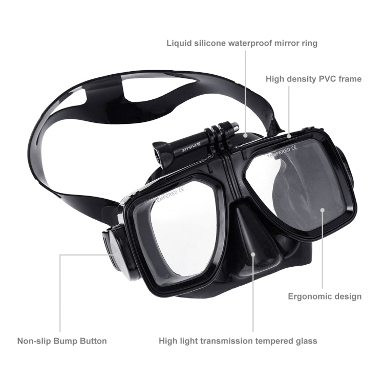 PULUZ Water Sports Diving Equipment Diving Mask Swimming Glasses for GoPro, Insta360, DJI and Other Action Cameras