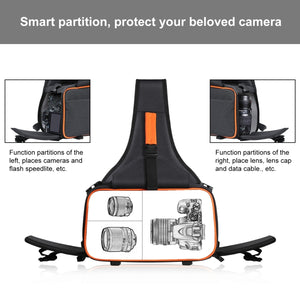 PULUZ Triangle Style SLR Camera Bag Sling Waterproof Backpack Shoulder Messenger Bags with Removable Lens Bag, Triangle Style Backpack(Black)