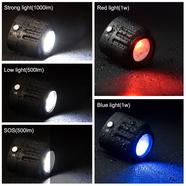 PULUZ 40m Underwater LED Photography Fill Light 1000LM 3.7V/1100mAh Diving Light for GoPro, Insta360, DJI and Other Action Cameras, 3.7V/1100mAh