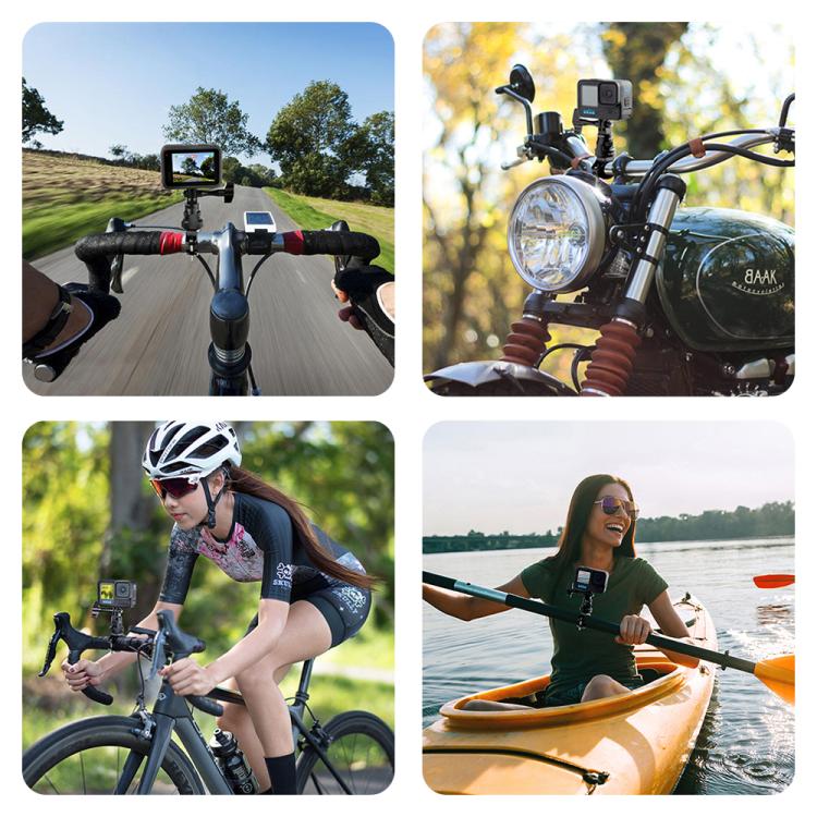 PULUZ 360 Degree Rotation MotorBike Aluminum Mount Handlebar Adapter with Screw for GoPro, Insta360, DJI and Other Action Cameras, Handlebar Adapter Mount 3