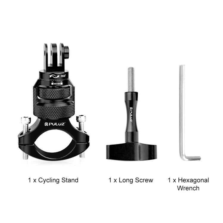 PULUZ 360 Degree Rotation MotorBike Aluminum Mount Handlebar Adapter with Screw for GoPro, Insta360, DJI and Other Action Cameras, Handlebar Adapter Mount 3