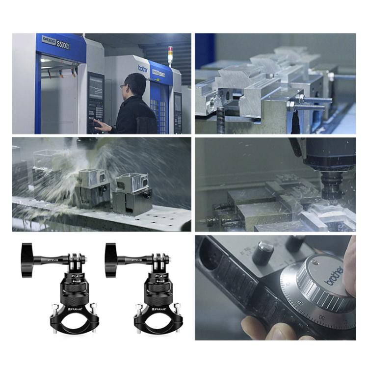 PULUZ 360 Degree Rotation MotorBike Aluminum Mount Handlebar Adapter with Screw for GoPro, Insta360, DJI and Other Action Cameras, Handlebar Adapter Mount 3