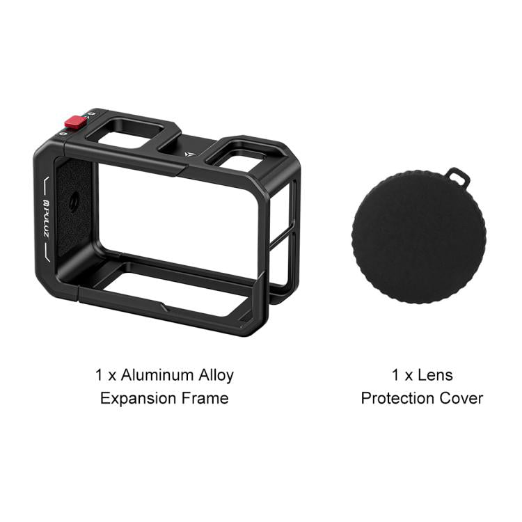 For DJI Osmo Action 5 Pro / 4 / 3 PULUZ All-inclusive Aluminum Alloy Cage Expansion Adapter Frame with Lens Cover, For DJI Osmo Action 5 Pro / 4 / 3