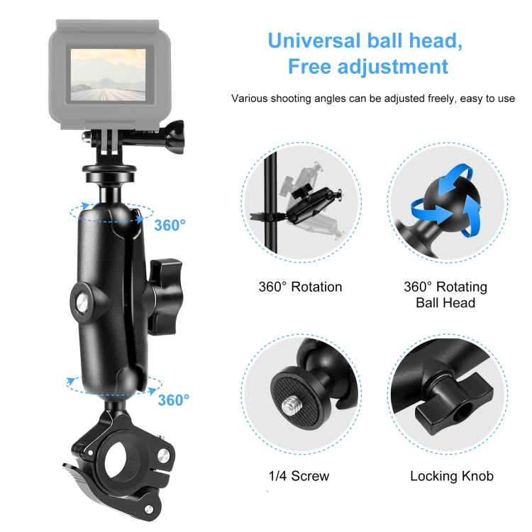 PULUZ Motorcycle O-Clip Quick Release Clamp Handlebar Fixed Mount Holder for GoPro and Other Action Cameras, O-Clip Mount