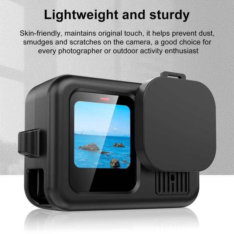 For GoPro HERO13 Black PULUZ Silicone Protective Case Cover with Wrist Strap & Lens Cover, For GoPro HERO13 Black