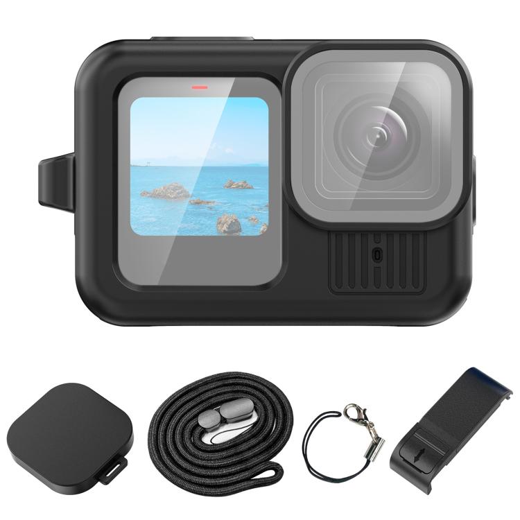 For GoPro HERO13 Black PULUZ Silicone Protective Case Side Interface Cover with Wrist Strap & Lens Cover, For GoPro HERO13 Black Silicone Case + Side Cover