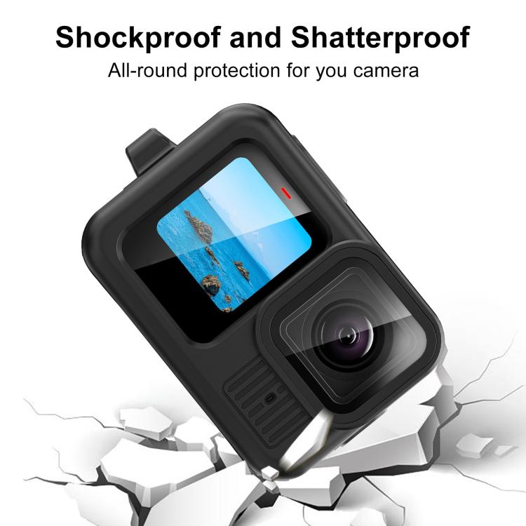 For GoPro HERO13 Black PULUZ Silicone Protective Case Side Interface Cover with Wrist Strap & Lens Cover, For GoPro HERO13 Black Silicone Case + Side Cover