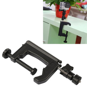 Desktop Fixed Clamp Holder Mount with Tripod Adapter for GoPro, Insta360, DJI and Other Action Cameras, Clamp Size: 1 - 6 cm, Table Clamp