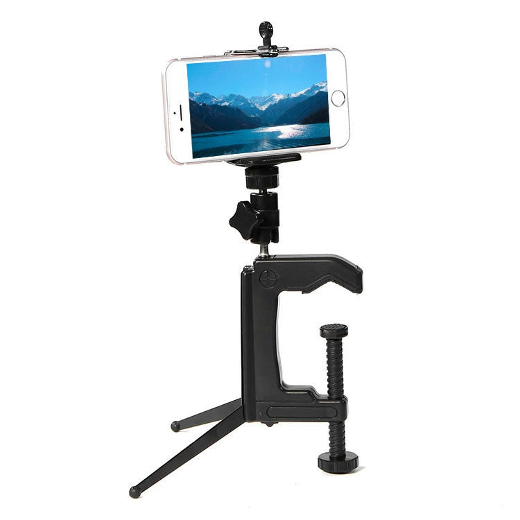 Desktop Fixed Clamp Holder Mount with Tripod Adapter for GoPro, Insta360, DJI and Other Action Cameras, Clamp Size: 1 - 6 cm, Table Clamp