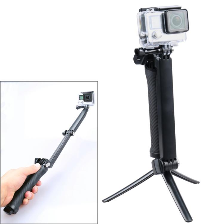 3-Way Multi Function Extendable Monopod Tripod Folding Rotating Arm Camera Handle for GoPro, Insta360, DJI and Other Action Cameras, 3-Way Monopod