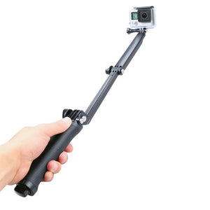 3-Way Multi Function Extendable Monopod Tripod Folding Rotating Arm Camera Handle for GoPro, Insta360, DJI and Other Action Cameras, 3-Way Monopod