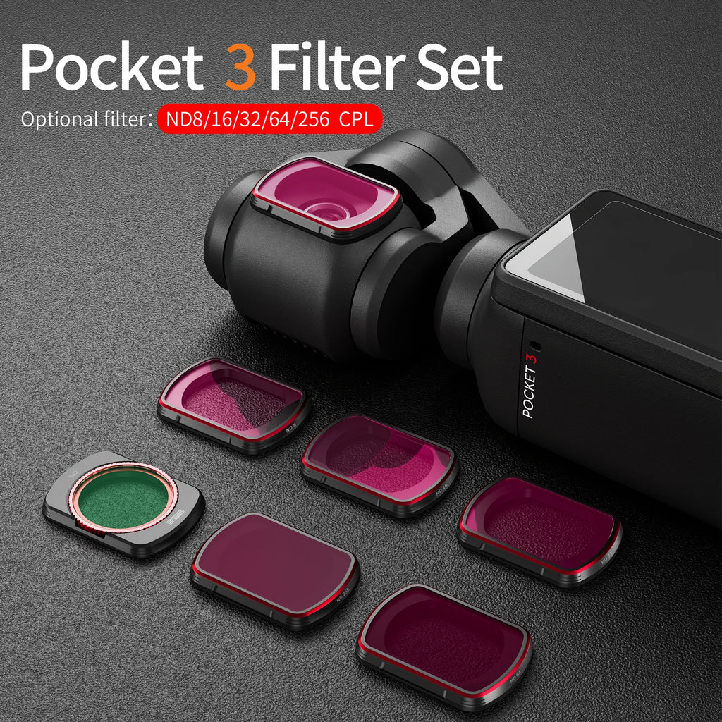 ND Filter Set for DJI Pocket 3 Sport Camera Lens Filter CPL ND8 ND16 ND32 ND64 ND256 Filters OSMO Pocket 3 Accessories